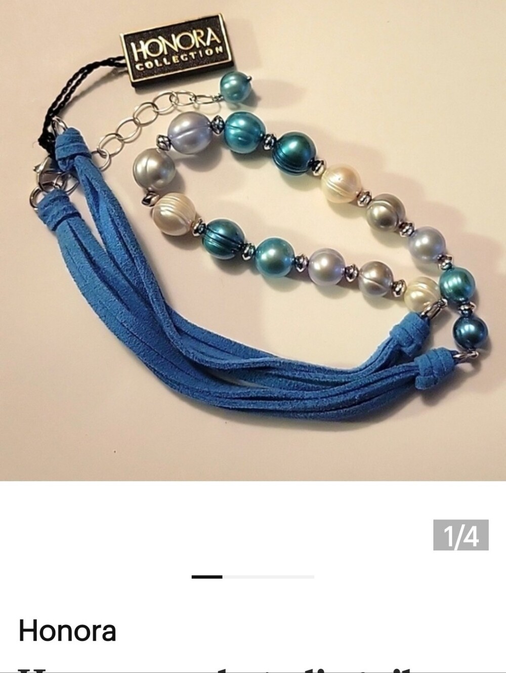 Honora Blue Multi-Pearl Tassel Bracelet